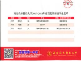 西北农林科技大学向我校再传喜报